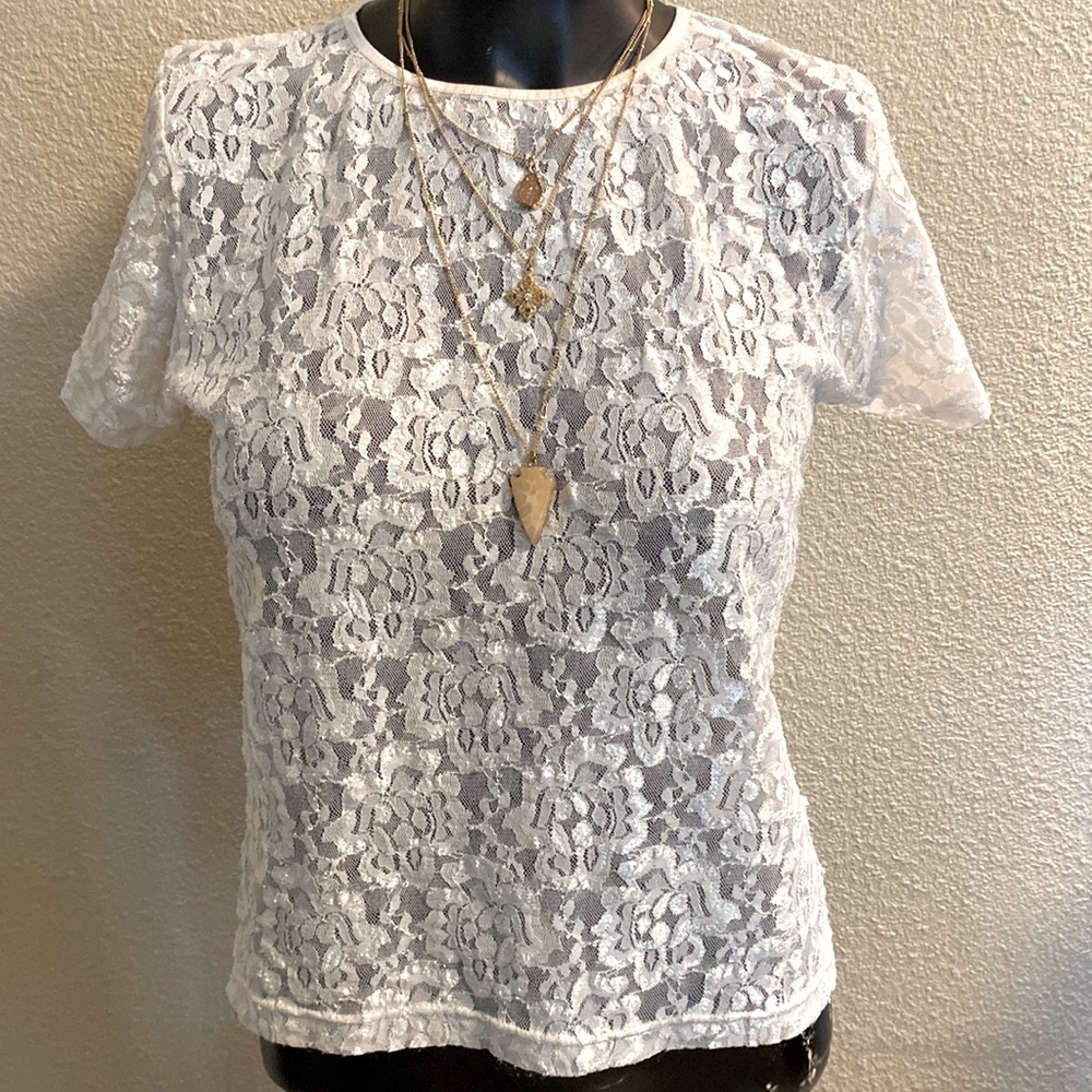 Beautiful Lace Eggshell Tee (unknown maker)